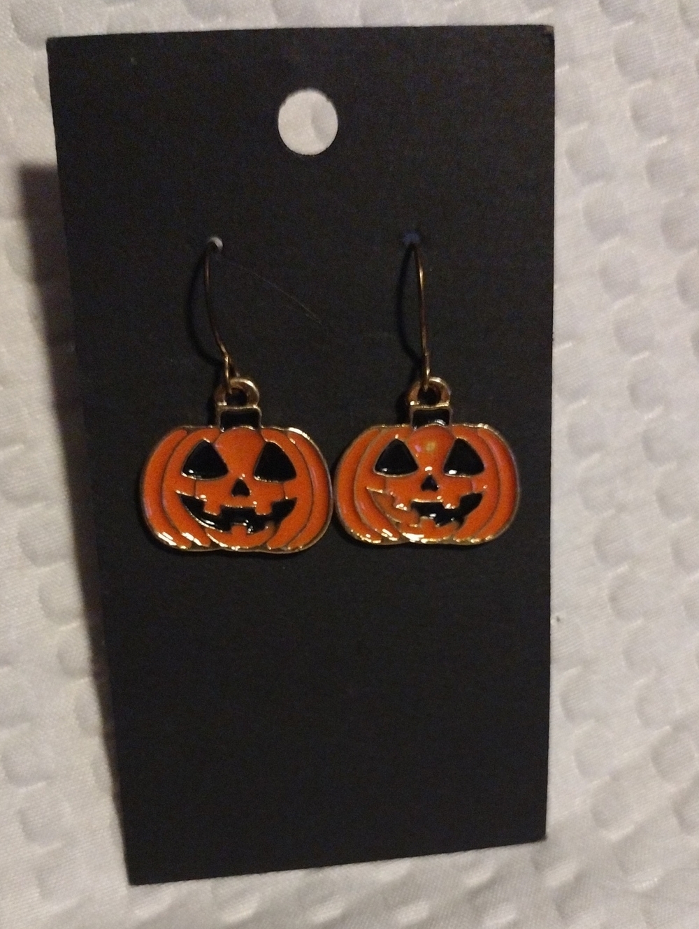 $12 or Bundle 3/$30 - Orange Pumpkin Jack-o'-Lantern Drop Earrings